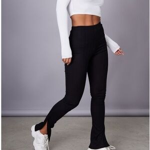 Black Ribbed Women's Pants